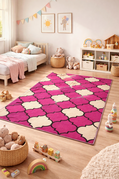 5'0 x 8'0 Multicolored Hand-Tufted Modern Trellis Wool Rug