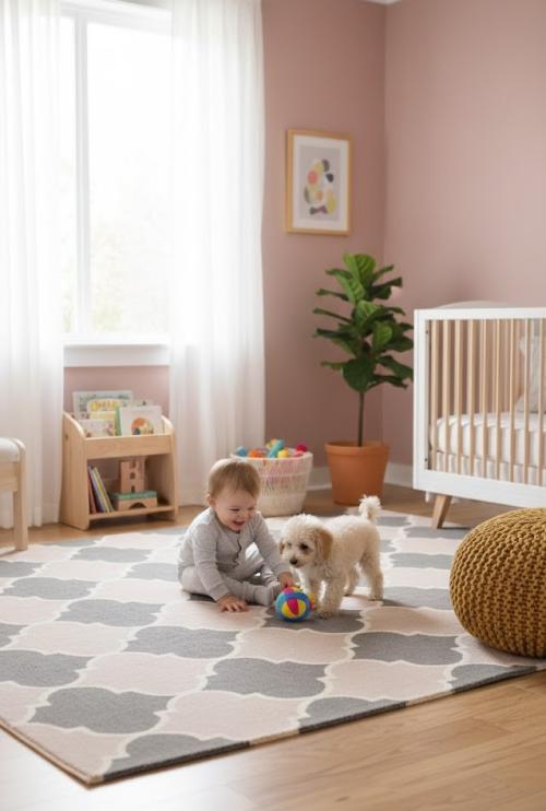 5'0 x 8'0 Multicolored Hand-Tufted Modern Trellis Wool Rug