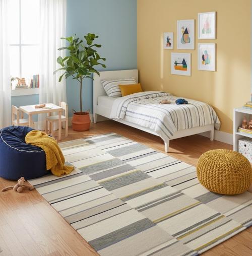 Multicolored Stripes 5X8 Hand-Tufted Modern Rug