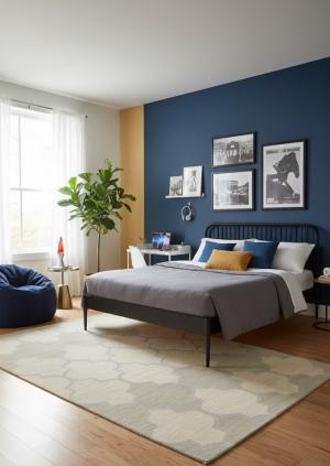 5'0 X 8'0 Hand-Tufted Cream Trellis Modern Wool Rug