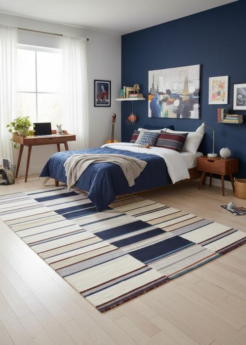 Multicolored Stripes 5X8 Hand-Tufted Modern Rug