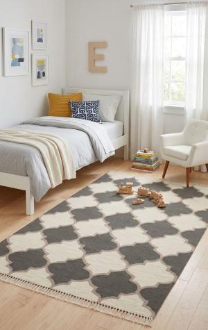 5'0 x 8'0 Hand-Tufted Trellis Multicolored Modern Wool Rug