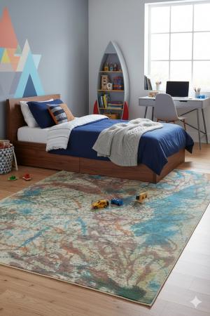 5'0 X 8'0 Hand-Tufted Multicolored Contemporary Wool Rug