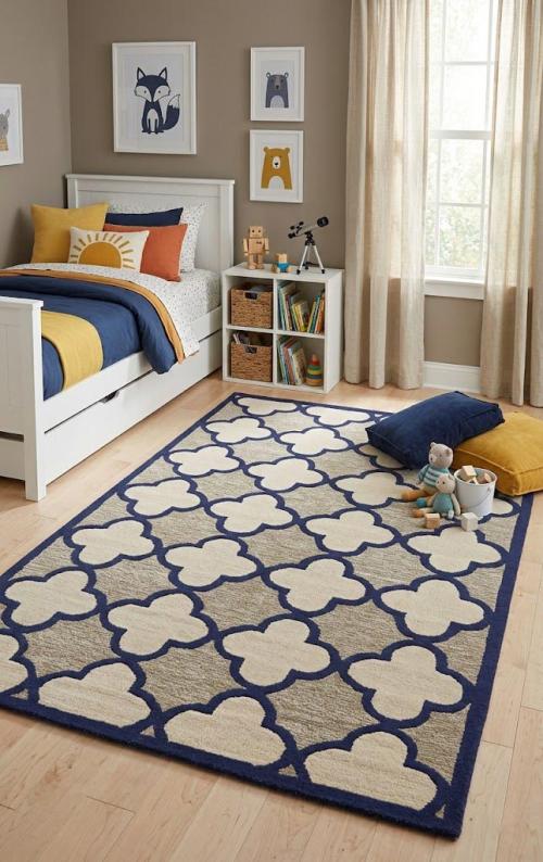 5'0 x 8'0 Hand-Tufted Multicolored Trellis Modern Wool Rug