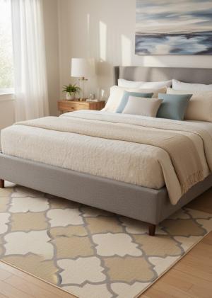 5'0 x 8'0 Hand-Tufted Multicolored Trellis Modern Wool Rug