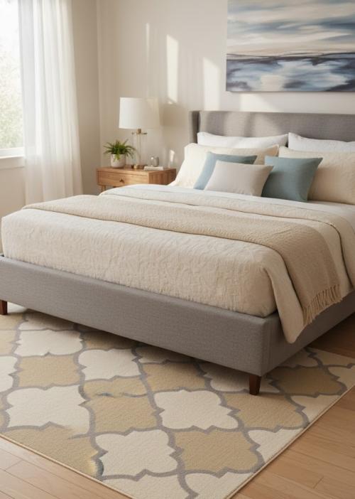 5'0 x 8'0 Hand-Tufted Multicolored Trellis Modern Wool Rug