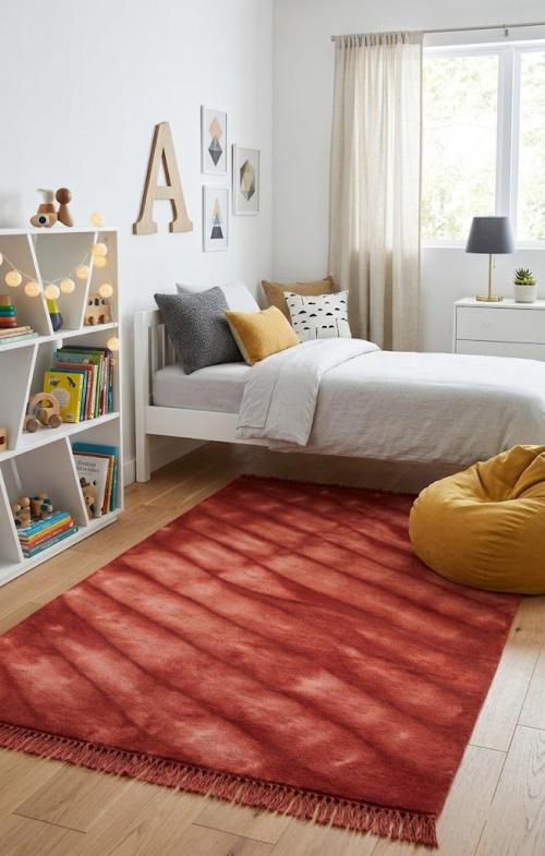 Maroon Red Tie-Dye 5X8 Hand-Tufted Modern Rug