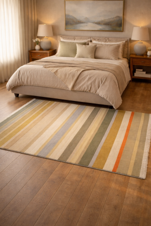 Multicolored Stripes 5X8 Hand-Tufted Modern Rug