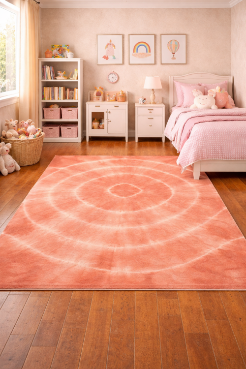 5'0 X 8'0 Hand-Tufted Coral Tie-Dye Wool Rug