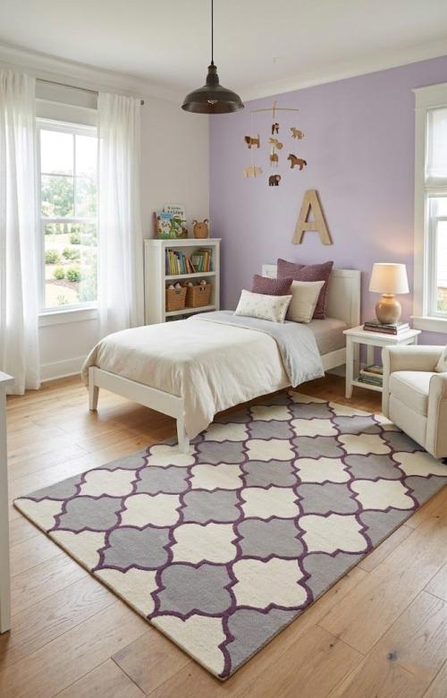 5'0 x 8'0 Hand-Tufted Trellis Cream Oriental Modern Rug