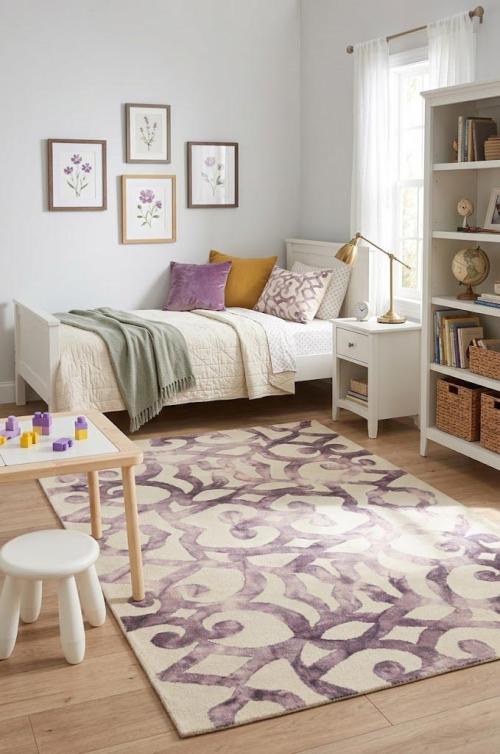 5'0 X 8'0 Hand-Tufted Dark Purple Abstract Modern Wool Rug