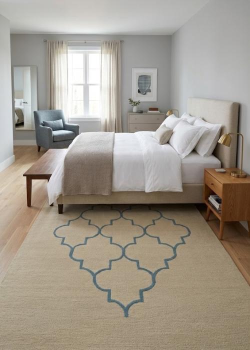 5'0 X 8'0 Hand-Tufted Beige Trellis Modern Wool Rug