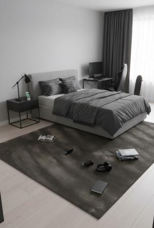 5'0 X 8'0 Hand-Tufted Charcoal Tie-Dye Modern Wool Rug