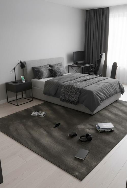 5'0 X 8'0 Hand-Tufted Charcoal Tie-Dye Modern Wool Rug