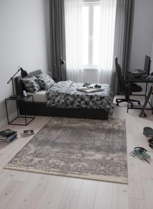 Dark Taupe Floral 5X8 Hand-Tufted Modern Rug
