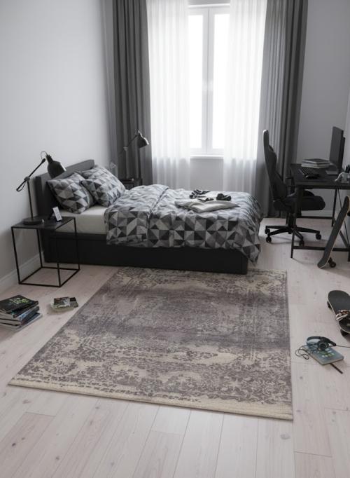 Dark Taupe Floral 5X8 Hand-Tufted Modern Rug