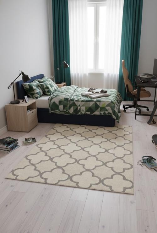 Cream Beige Trellis 5X8 Hand-Tufted Modern Rug