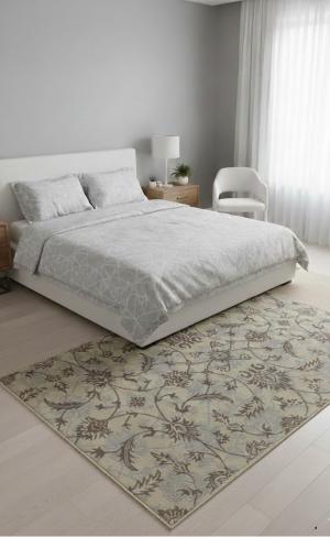 Beige Brown Gray Floral 5X8 Hand-Tufted Modern Rug