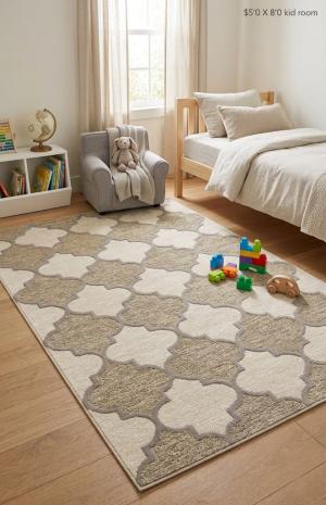 5'0 x 8'0 Hand-Tufted Modern Multicolored Trellis Wool Rug