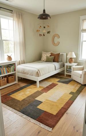 5'0 X 8'0 Hand-Tufted Contemporary Abstract Wool Rug