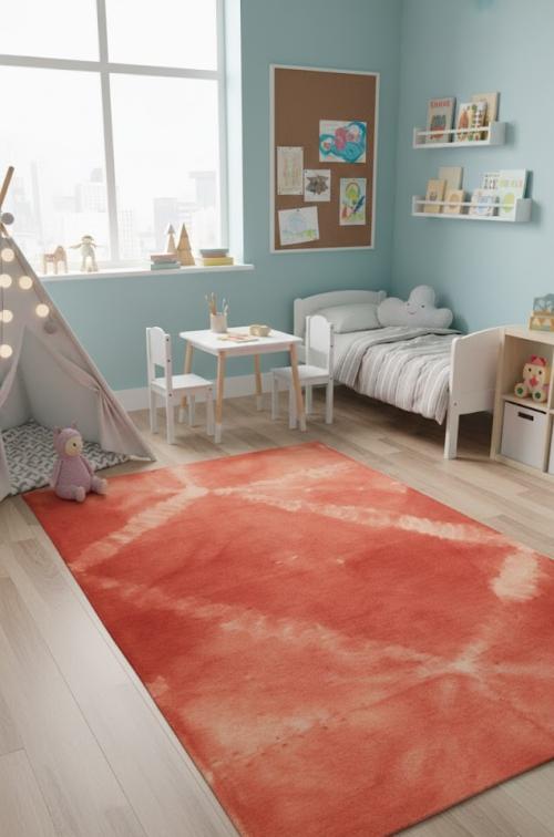 5'0 X 8'0 Contemporary Hand-Tufted Coral Red Modern Wool Rug