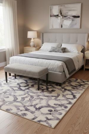 5'0 X 8'0 Dark Purple Hand-Tufted Abstract Modern wool Rug