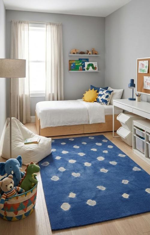 Blue Yellow Tie-Dye 5X8 Hand-Tufted Modern Rug
