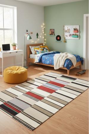 Multicolored Stripes 5X8 Hand-Tufted Modern Rug
