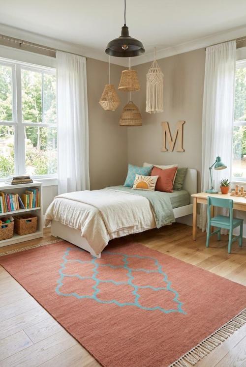 Rusty Pink Trellis 5X8 Hand-Tufted Modern Rug