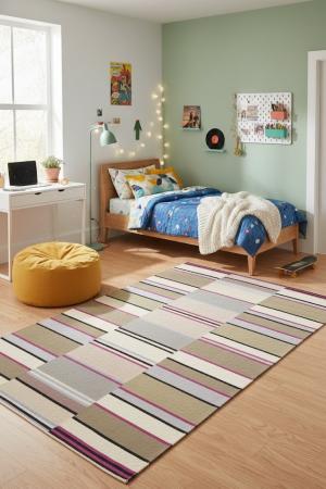 Multicolored Stripes 5X8 Hand-Tufted Modern Rug
