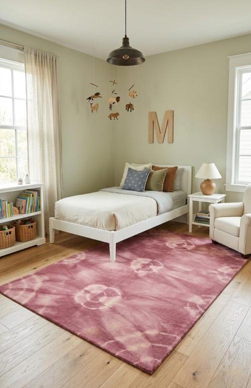 5'0 X 8'0 Deep Blush Hand-Tufted Tie-Dye Modern Wool Rug