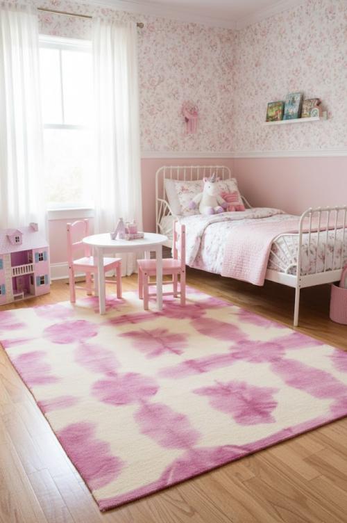 Fuchsia Tie-Dye 5X8 Hand-Tufted Modern Rug