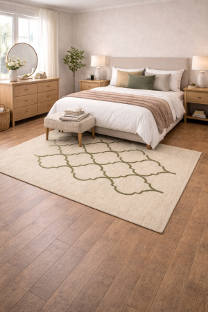 5'0 X 8'0 Cream & Brown Modern Hand-Tufted Wool Rug