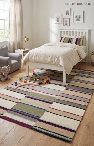 Multicolored Stripes 5X8 Hand-Tufted Modern Rug