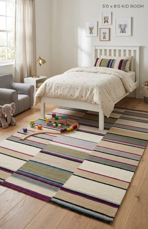Multicolored Stripes 5X8 Hand-Tufted Modern Rug