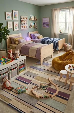 Multicolored Stripes 5X8 Hand-Tufted Modern Rug