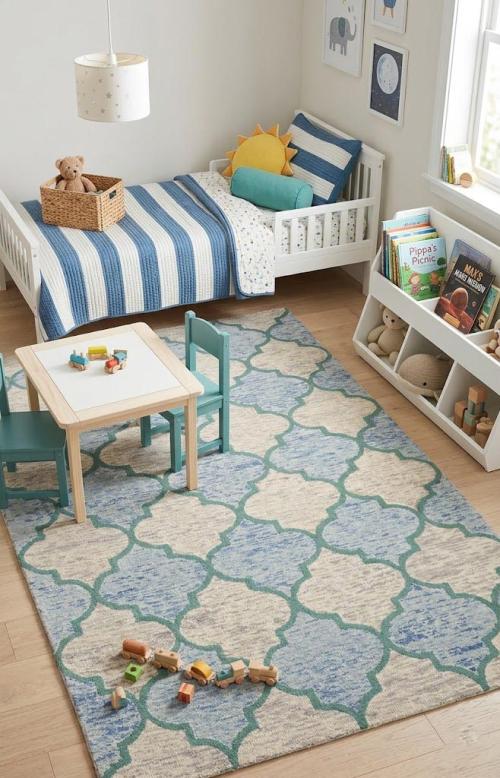 5'0 x 8'0 Multicolored Hand-Tufted Trellis Modern Oriental Rug