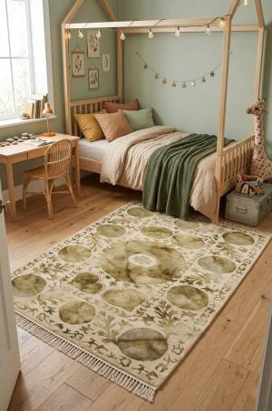 5'0 X 8'0 Cream & Brown Contemporary Hand-Tufted Wool Rug