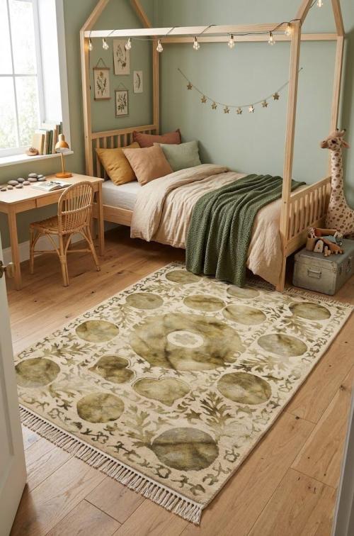 5'0 X 8'0 Cream & Brown Contemporary Hand-Tufted Wool Rug