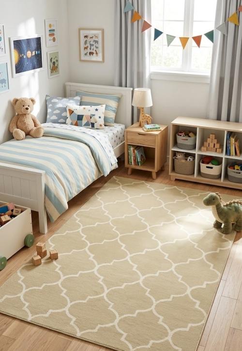 5'0 X 8'0 Hand-Tufted Beige Trellis Contemporary Wool Rug