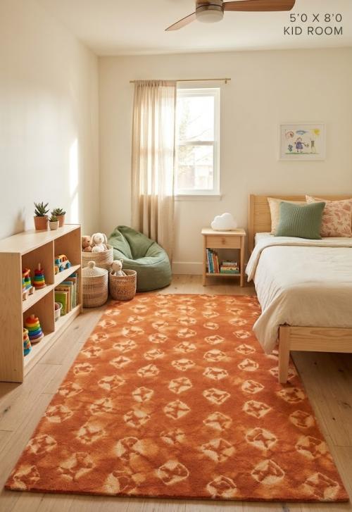 Solar Orange Tie-Dye 5X8 Hand-Tufted Modern Rug