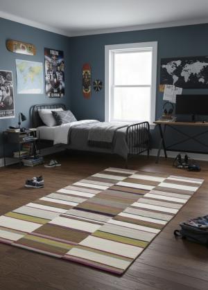 5'0 X 8'0 Beige Hand-Tufted Trellis Wool Modern Rug