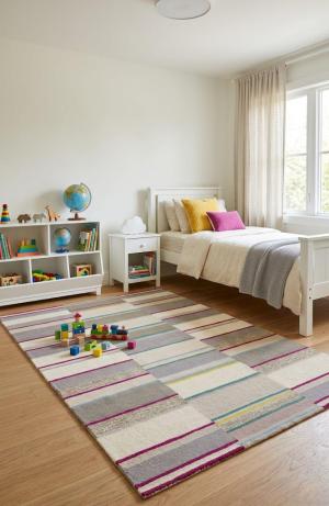 Multicolored Stripes 5X8 Hand-Tufted Modern Rug