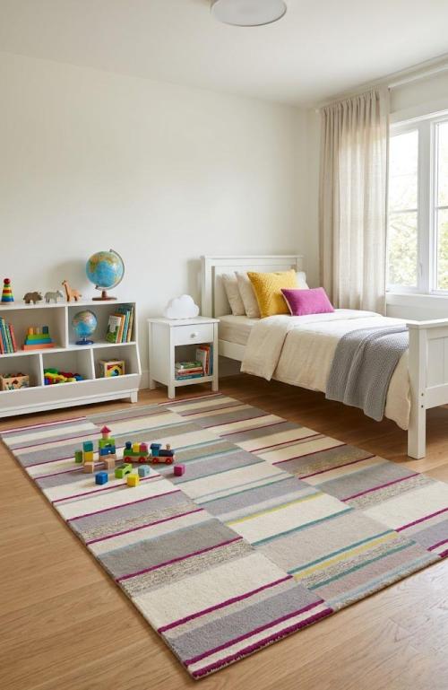 Multicolored Stripes 5X8 Hand-Tufted Modern Rug