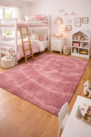5'0 X 8'0 Hand-Tufted Deep Blush Tie-Dye Modern Wool Rug