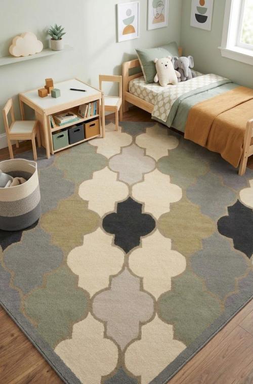 5'0 x 8'0 Hand-Tufted Multicolored Oriental Modern Wool Rug