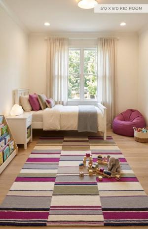 Multicolored Stripes 5X8 Hand-Tufted Modern Rug