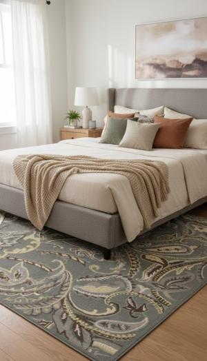 Gray Floral 5X8 Hand-Tufted Modern Rug