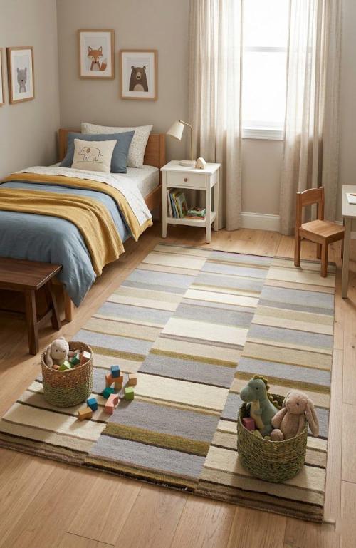 Multicolored Stripes 5X8 Hand-Tufted Modern Rug