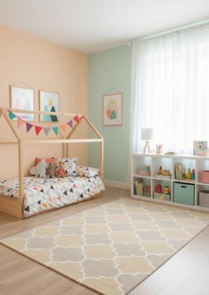 5'0 x 8'0 Hand-Tufted Multicolored Trellis Wool Rug